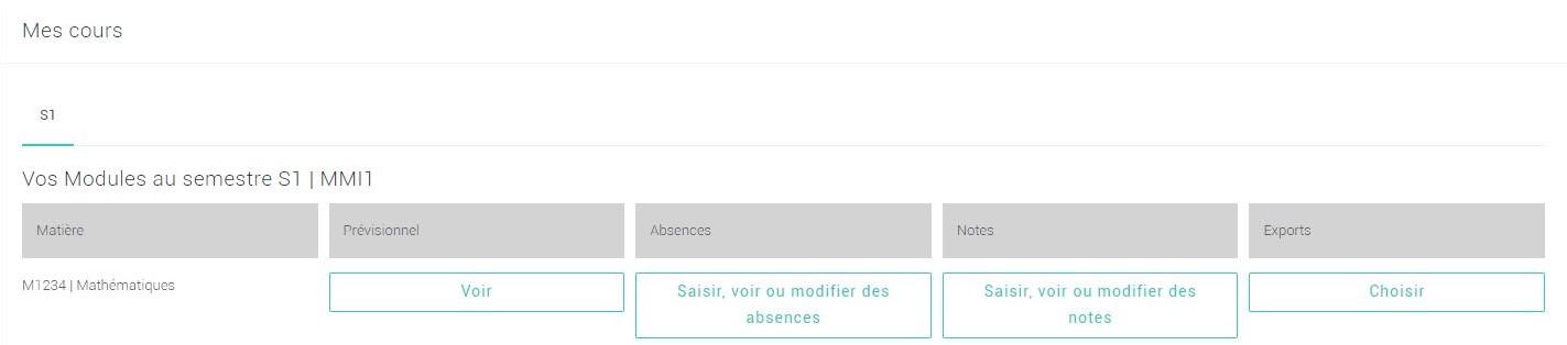 aperçu de l'espace Mes Cours