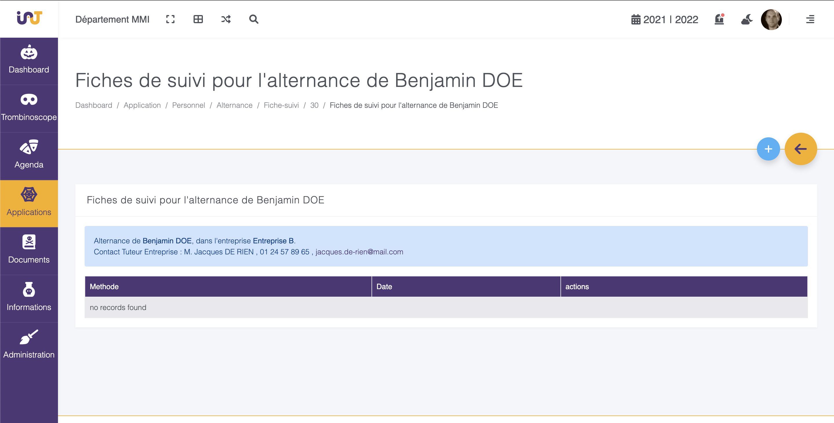 aperçu de l'espace Applications