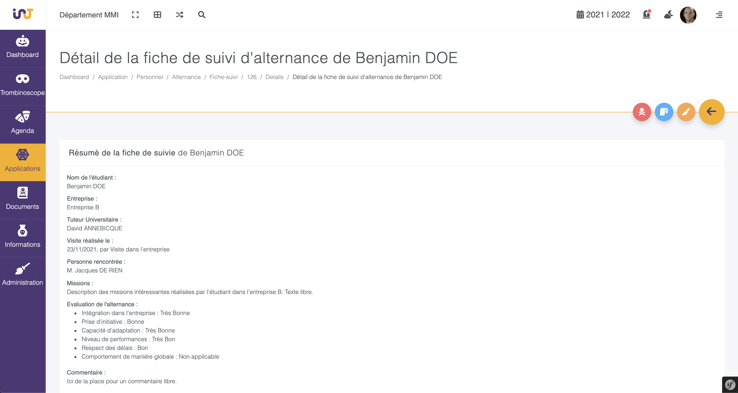 aperçu de l'espace Applications